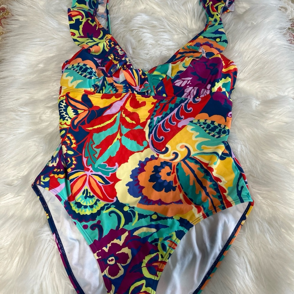 Tahari Multicolor Floral Paisley One-Piece Swimsuit - Bright Mix